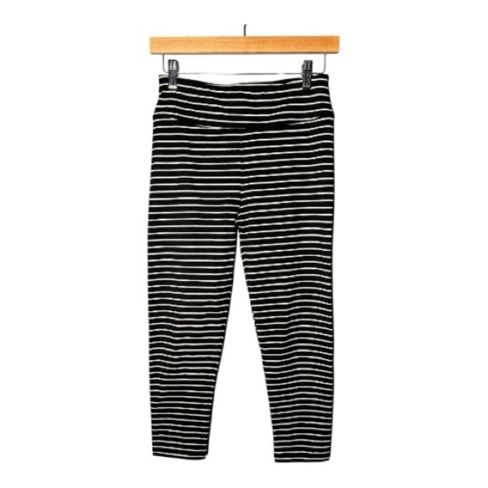J. Crew Black & White Striped Cropped Leggings Small